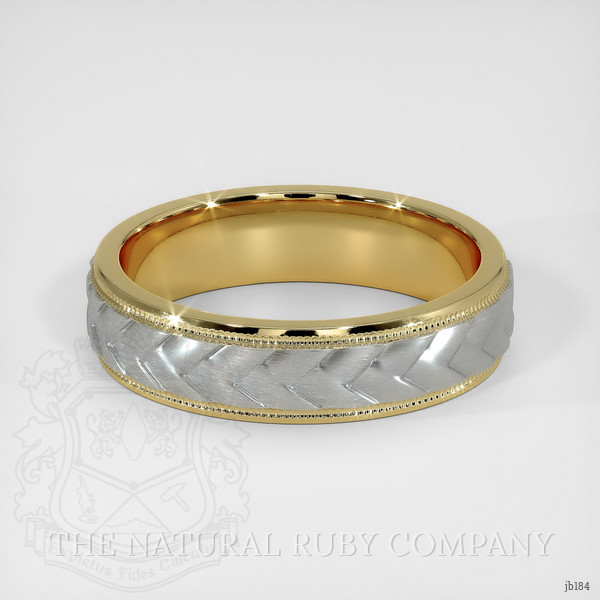 14K Yellow & White Men's Plain Band