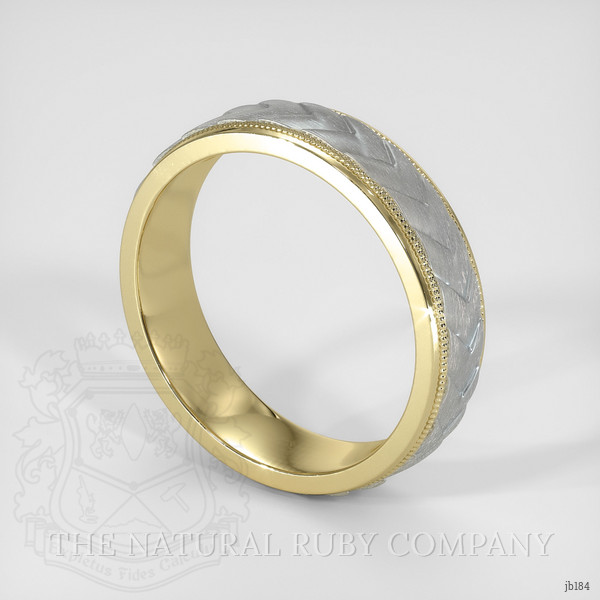 14K Yellow & White Men's Plain Band