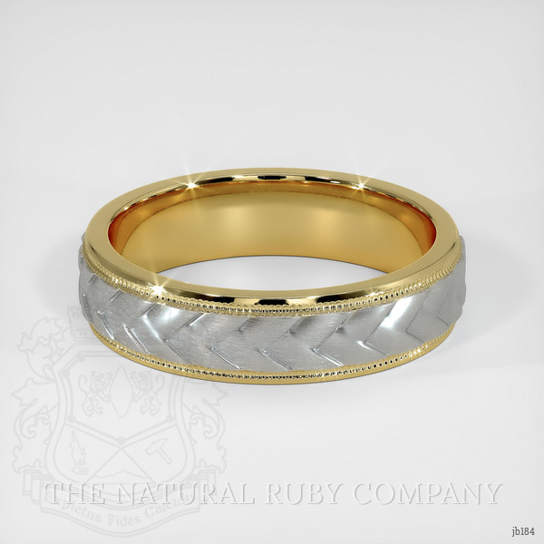 18K Yellow & White Men's Plain Band