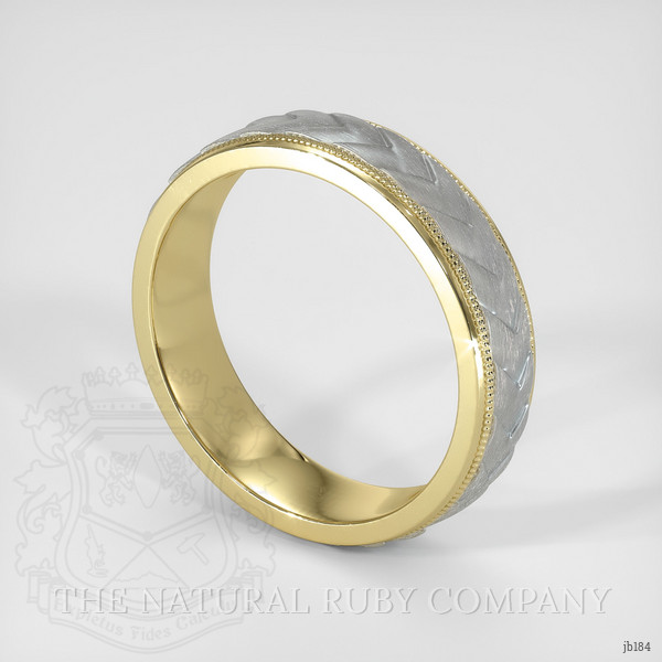 18K Yellow & White Men's Plain Band