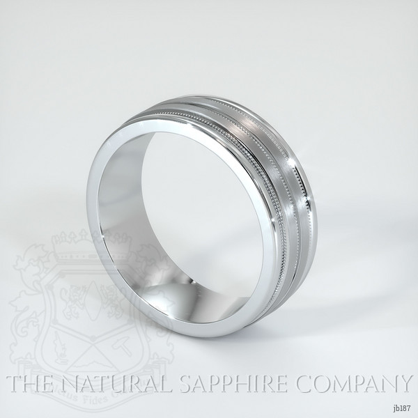 18K White Gold Men's Plain Band