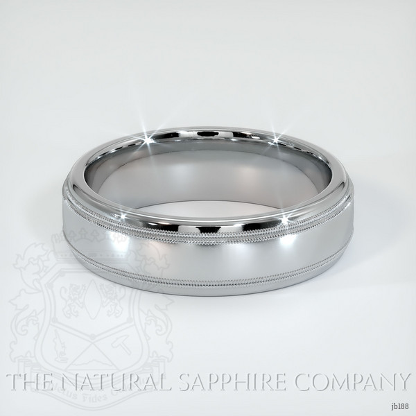 18K White Gold Men's Plain Band