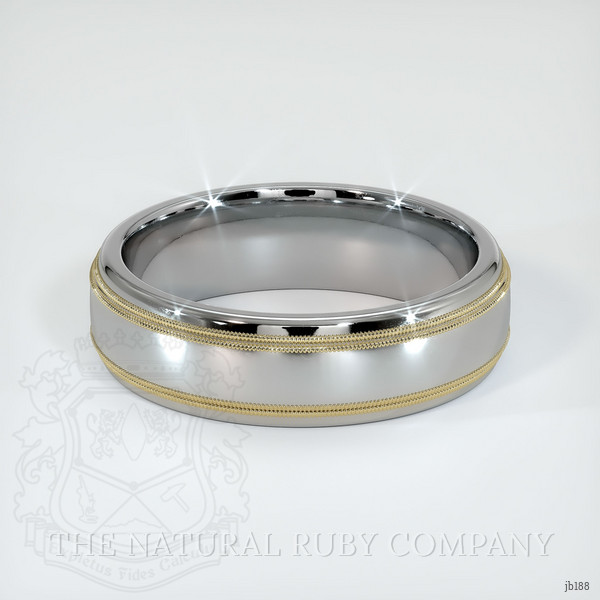 14K White & Yellow Men's Plain Band