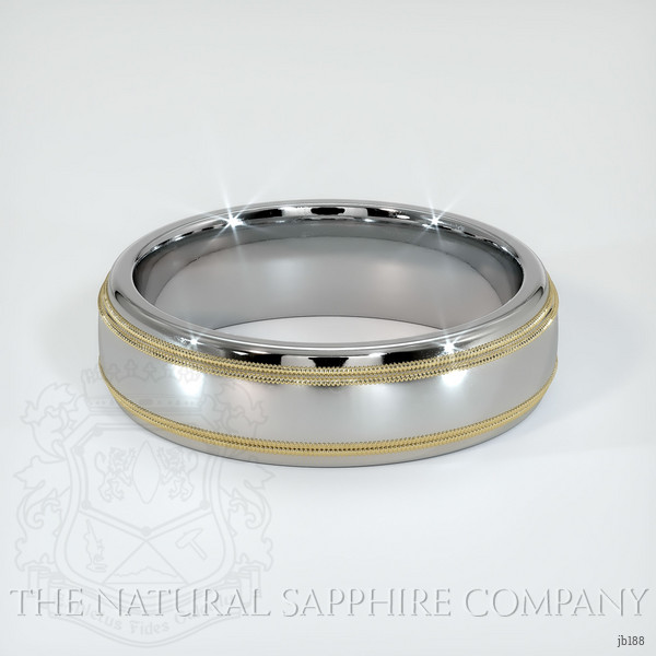 18K White & Yellow Men's Plain Band
