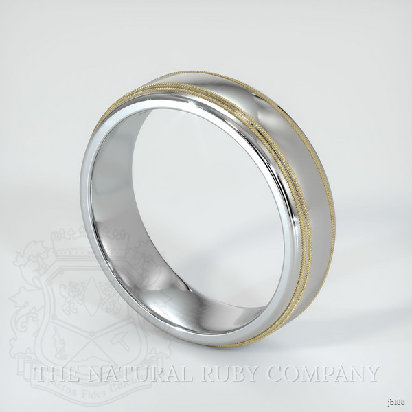 18K White & Yellow Men's Plain Band