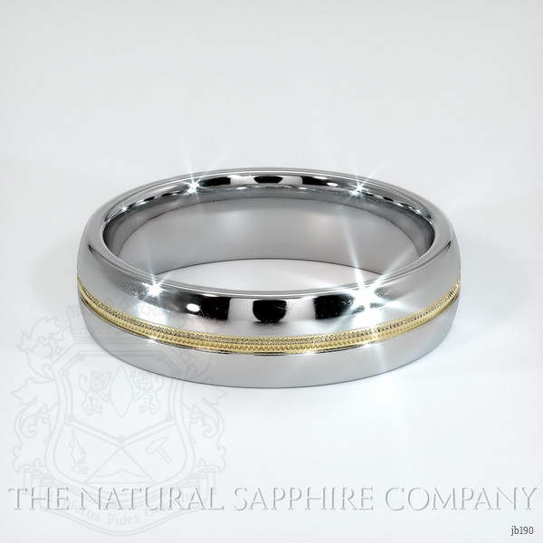 18K White & Yellow Antique Style Plain Band