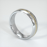 18K White & Yellow Antique Style Plain Band Image