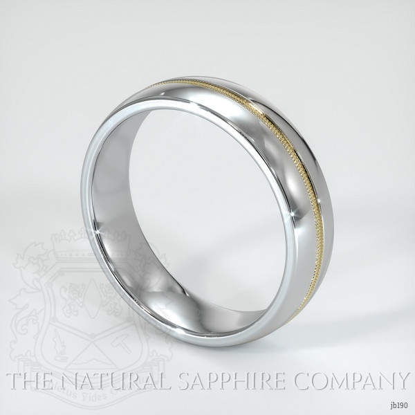 18K White & Yellow Antique Style Plain Band
