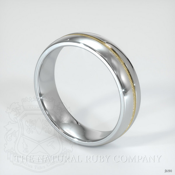 18K White & Yellow Antique Style Plain Band
