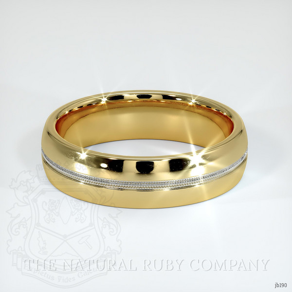 18K Yellow & White Antique Style Plain Band