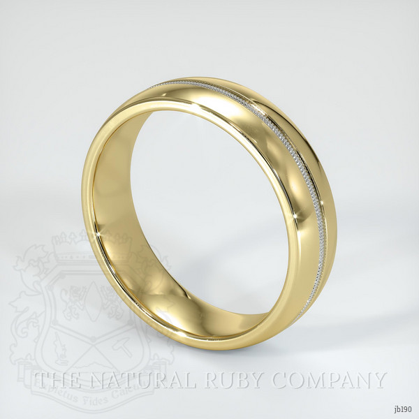 18K Yellow & White Antique Style Plain Band