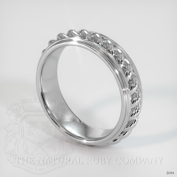 14K White Gold Men's Plain Band