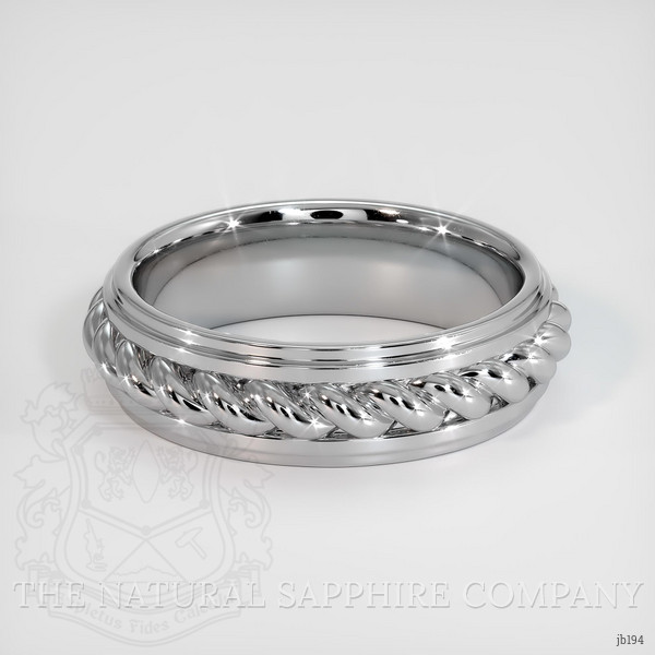 18K White Gold Men's Plain Band