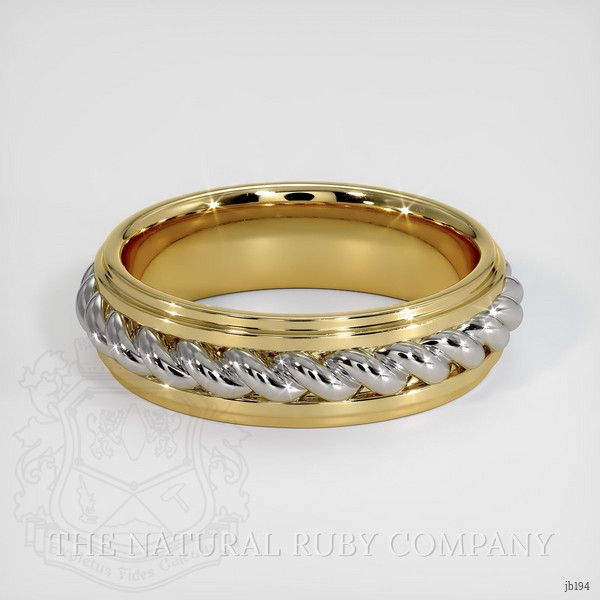 18K White & Yellow Men's Plain Band