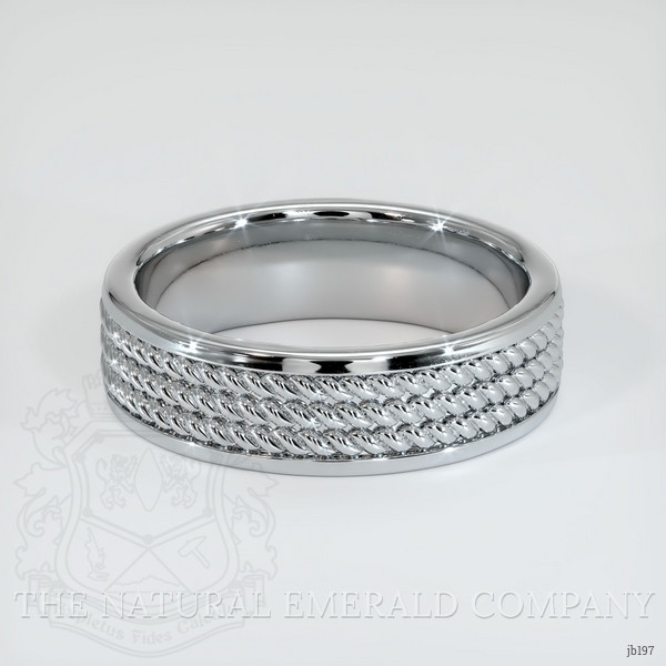 14K White Gold Men's Plain Band