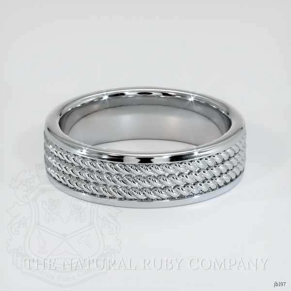 14K White Gold Men's Plain Band