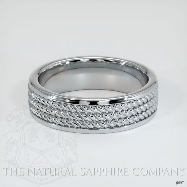14K White Gold Men's Plain Band