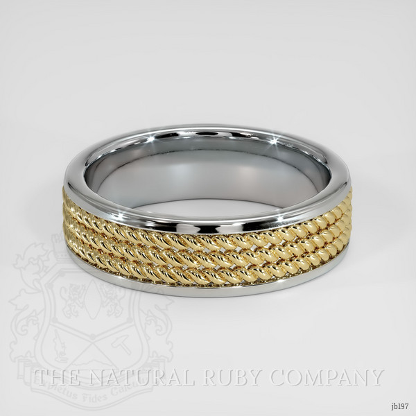 14K White & Yellow Men's Plain Band