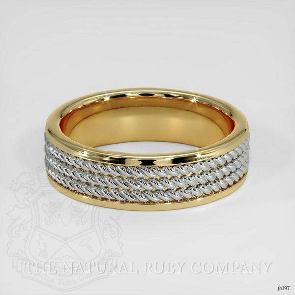 14K Yellow & White Men's Plain Band