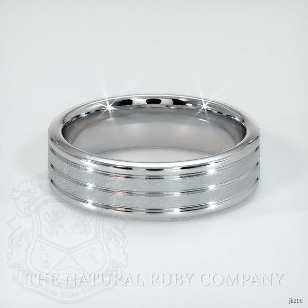 18K White Gold Men's Plain Band