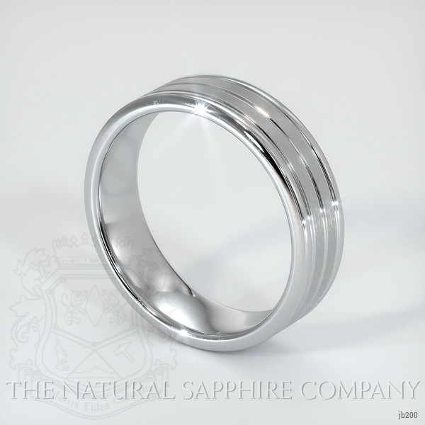 18K White Gold Men's Plain Band