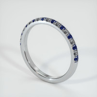 Platinum 950 Blue Sapphire and Diamond Pave Wedding Band Image