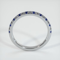 Platinum 950 Blue Sapphire and Diamond Pave Wedding Band Image