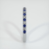 Platinum 950 Blue Sapphire and Diamond Pave Wedding Band Image
