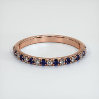 14K Rose Gold Blue Sapphire and Diamond Pave Wedding Band Video