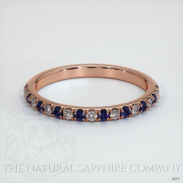 14K Rose Gold Blue Sapphire and Diamond Pave Wedding Band