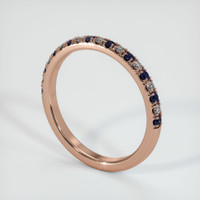 14K Rose Gold Blue Sapphire and Diamond Pave Wedding Band Image