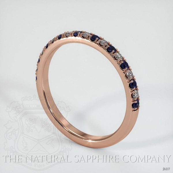 14K Rose Gold Blue Sapphire and Diamond Pave Wedding Band