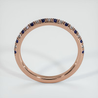 14K Rose Gold Blue Sapphire and Diamond Pave Wedding Band Image