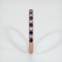 14K Rose Gold Blue Sapphire and Diamond Pave Wedding Band Image