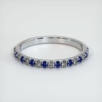 14K White Gold Blue Sapphire and Diamond Pave Wedding Band Video