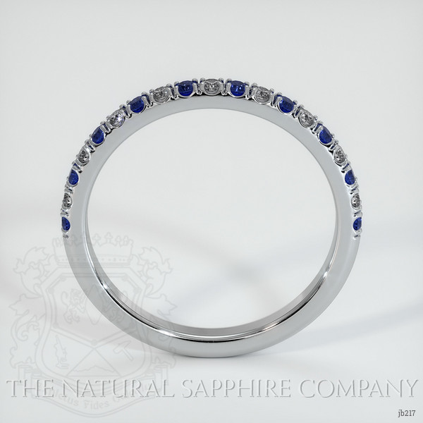 14K White Gold Blue Sapphire and Diamond Pave Wedding Band