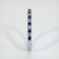 14K White Gold Blue Sapphire and Diamond Pave Wedding Band Image