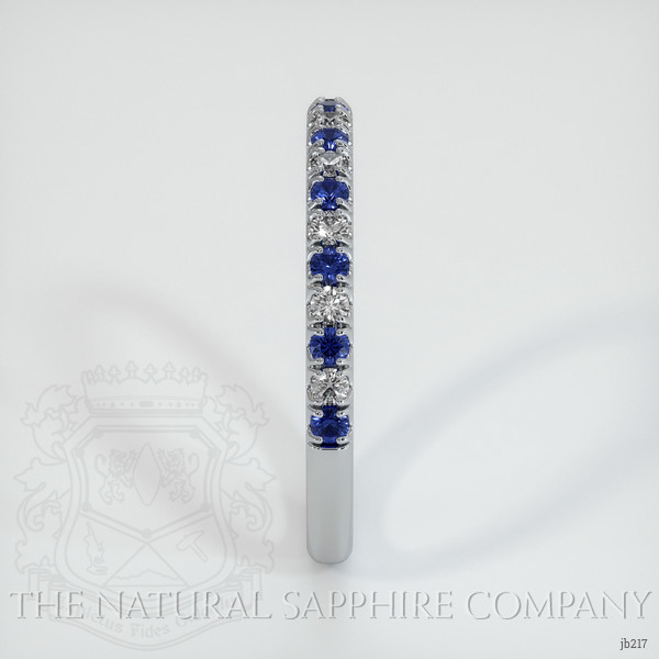 14K White Gold Blue Sapphire and Diamond Pave Wedding Band