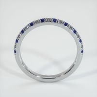 18K White Gold Blue Sapphire and Diamond Pave Wedding Band Image