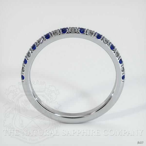 18K White Gold Blue Sapphire and Diamond Pave Wedding Band