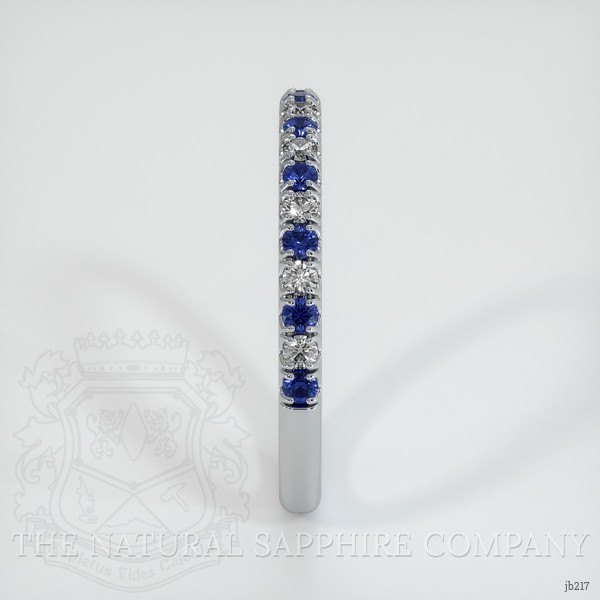 18K White Gold Blue Sapphire and Diamond Pave Wedding Band
