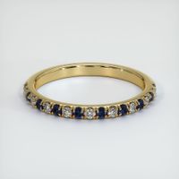 14K Yellow Gold Blue Sapphire and Diamond Pave Wedding Band Video