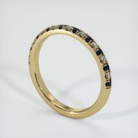 14K Yellow Gold Blue Sapphire and Diamond Pave Wedding Band Image