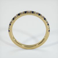 14K Yellow Gold Blue Sapphire and Diamond Pave Wedding Band Image