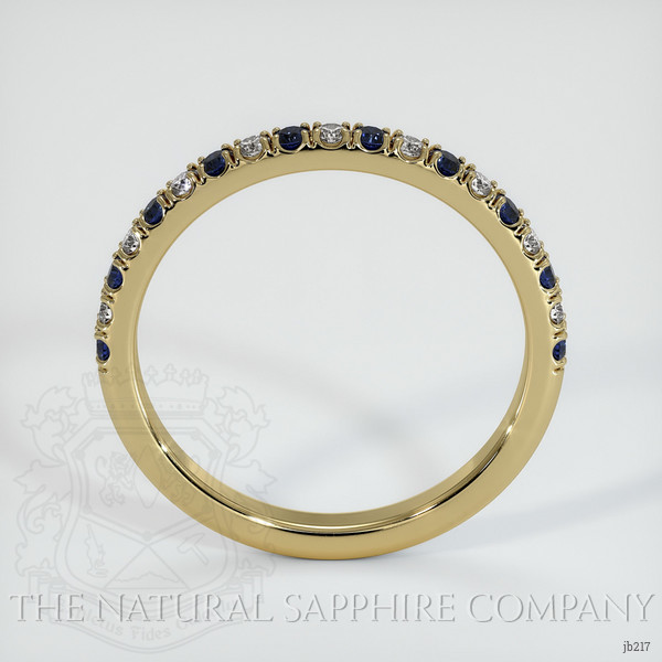 14K Yellow Gold Blue Sapphire and Diamond Pave Wedding Band