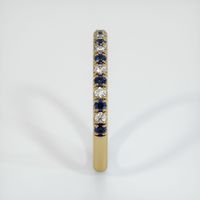 14K Yellow Gold Blue Sapphire and Diamond Pave Wedding Band Image