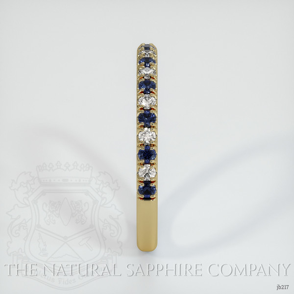 14K Yellow Gold Blue Sapphire and Diamond Pave Wedding Band