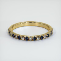 18K Yellow Gold Blue Sapphire and Diamond Pave Wedding Band Video