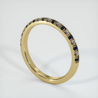 18K Yellow Gold Blue Sapphire and Diamond Pave Wedding Band Image
