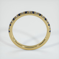 18K Yellow Gold Blue Sapphire and Diamond Pave Wedding Band Image